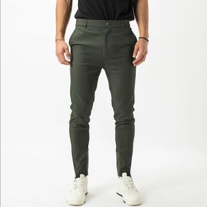 ZANEROBE SLIM FIT SHARPSHOT DARK ARMY STRETCH CHINO PANTS BRAND NEW